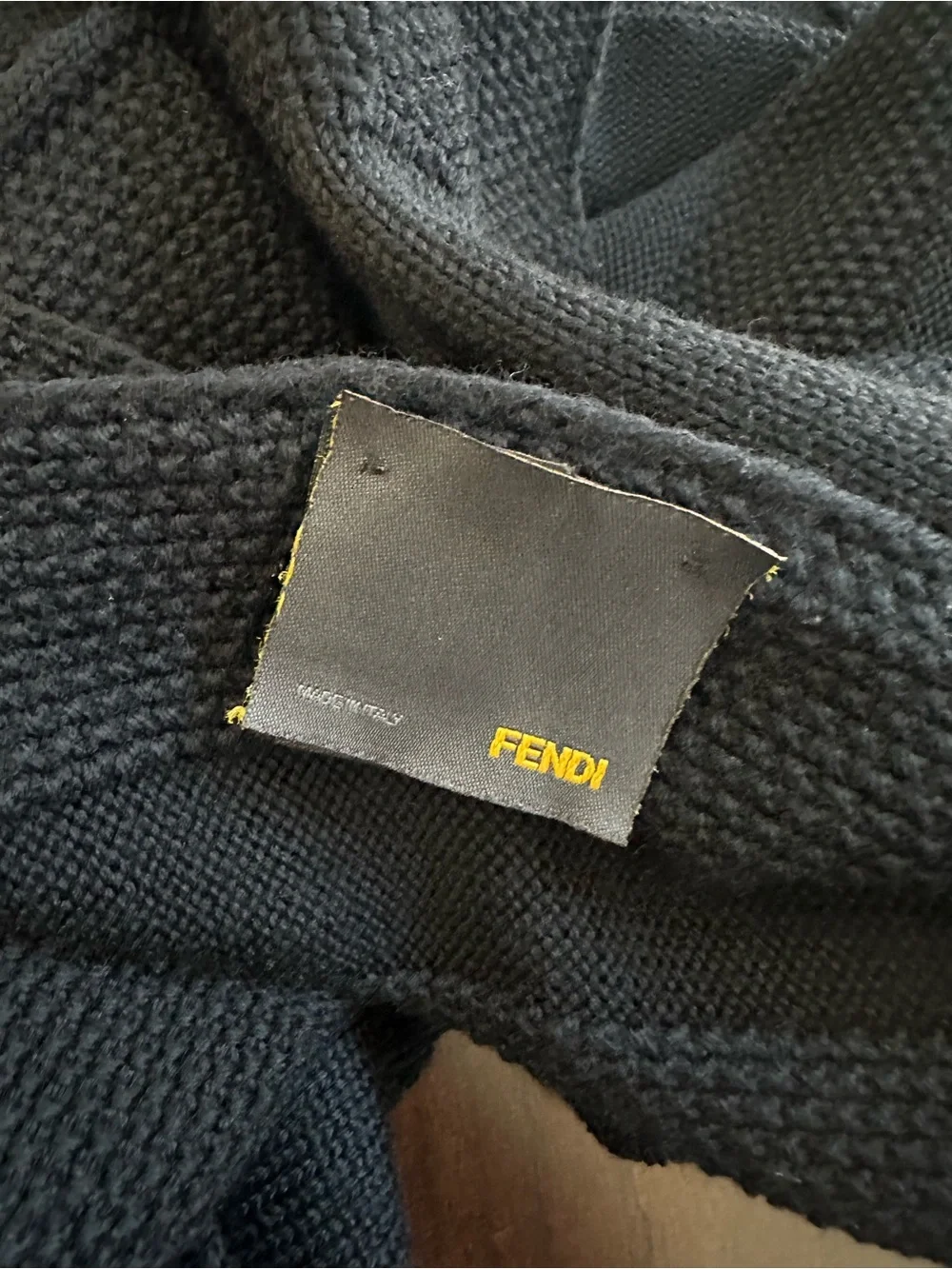 Fendi Black Textured Wool Scarf